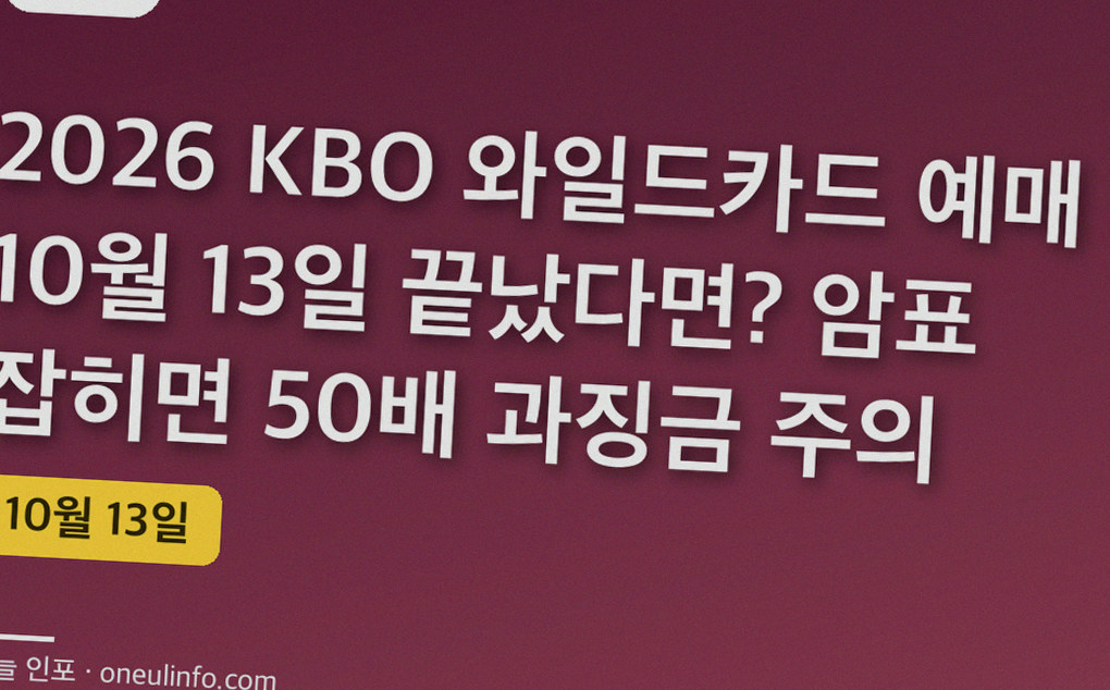 2026 KBO 와일드카드 예매 10월 13일 끝났다면? 암표 잡히면 50배 과징금 주의