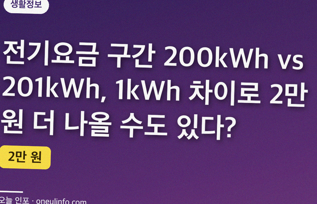 전기요금 구간 200kWh vs 201kWh, 1kWh 차이로 2만 원 더 나올 수도 있다?