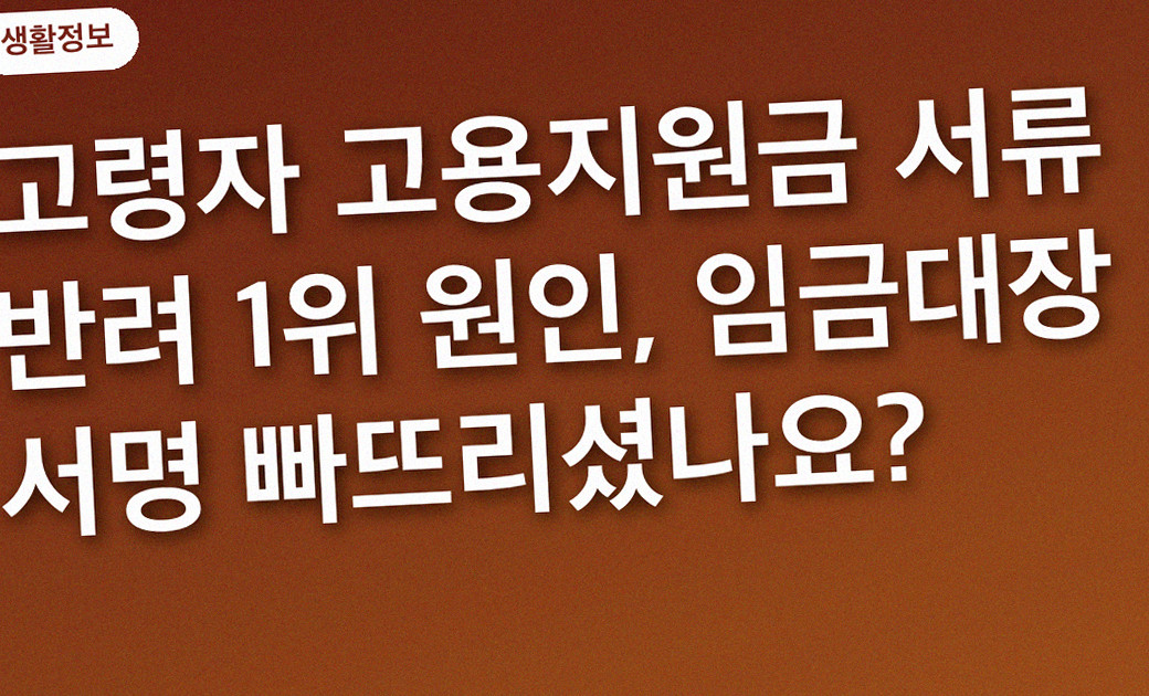 고령자 고용지원금 서류 반려 1위 원인, 임금대장 서명 빠뜨리셨나요?