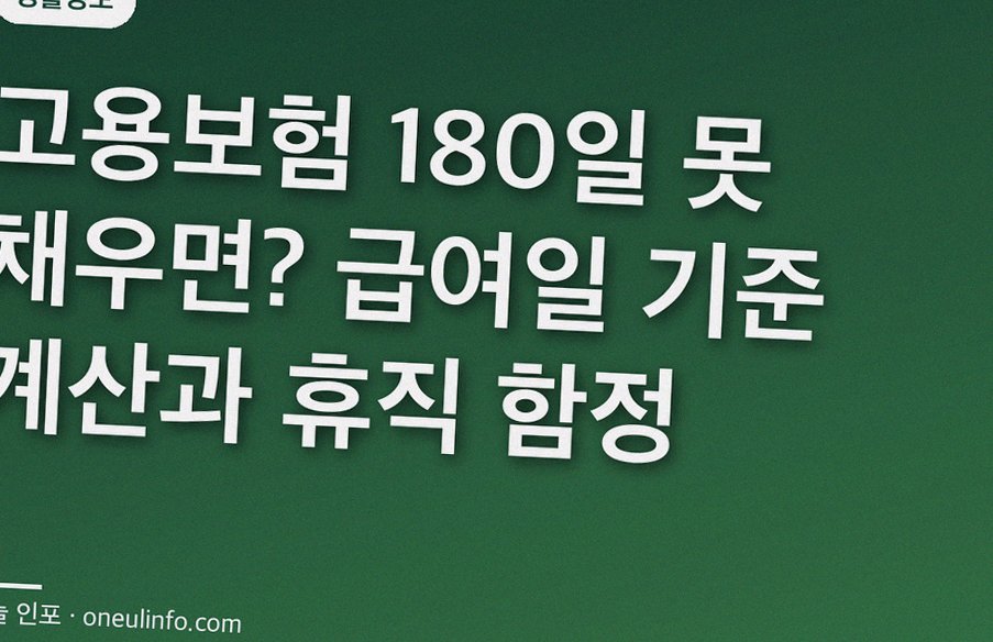 고용보험 180일 못 채우면? 급여일 기준 계산과 휴직 함정