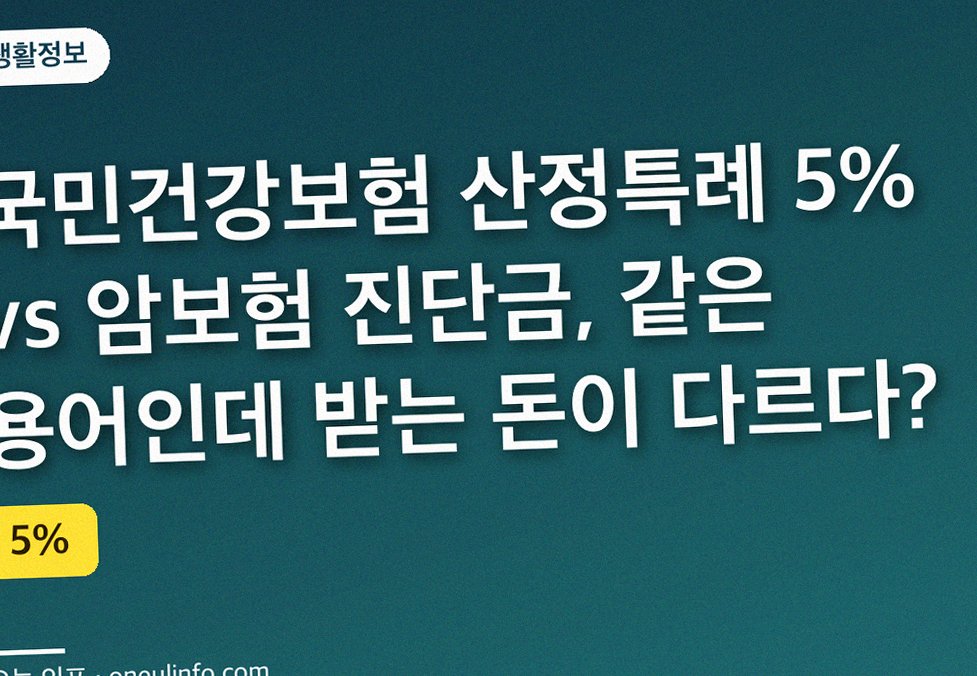 국민건강보험 산정특례 5% vs 암보험 진단금, 같은 용어인데 받는 돈이 다르다?
