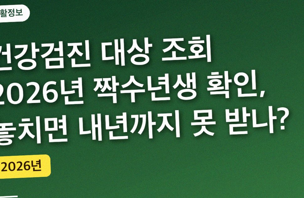 건강검진 대상 조회 2026년 짝수년생 확인, 놓치면 내년까지 못 받나?
