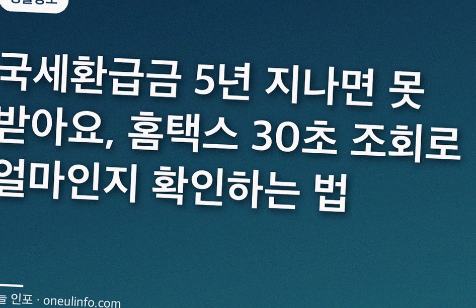 국세환급금 5년 지나면 못 받아요, 홈택스 30초 조회로 얼마인지 확인하는 법