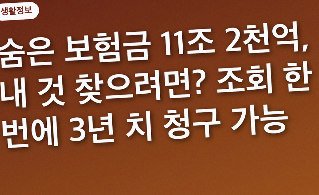 숨은 보험금 11조 2천억, 내 것 찾으려면? 조회 한 번에 3년 치 청구 가능