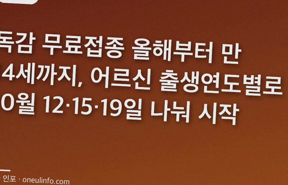 독감 무료접종 올해부터 만 14세까지, 어르신 출생연도별로 10월 12·15·19일 나눠 시작