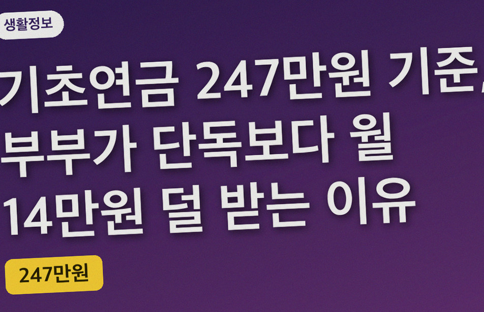 기초연금 247만원 기준, 부부가 단독보다 월 14만원 덜 받는 이유