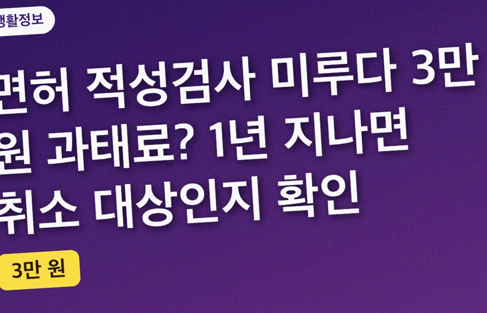면허 적성검사 미루다 3만 원 과태료? 1년 지나면 취소 대상인지 확인