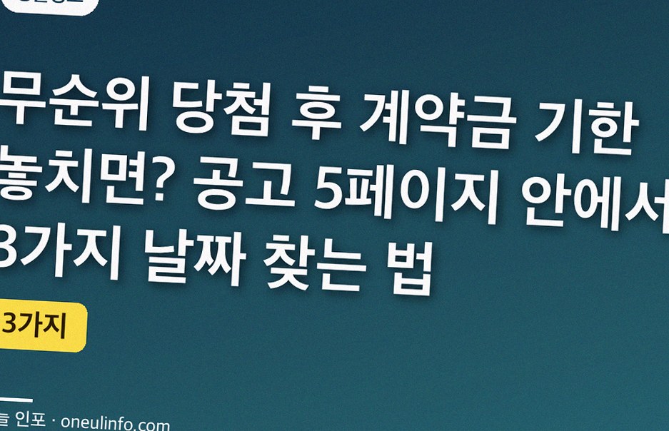 무순위 당첨 후 계약금 기한 놓치면? 공고 5페이지 안에서 3가지 날짜 찾는 법