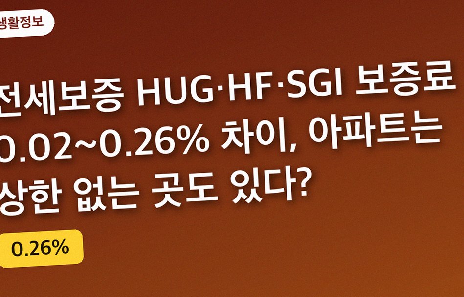 전세보증 HUG·HF·SGI 보증료 0.02~0.26% 차이, 아파트는 상한 없는 곳도 있다?