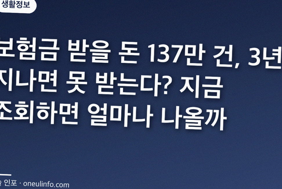 보험금 받을 돈 137만 건, 3년 지나면 못 받는다? 지금 조회하면 얼마나 나올까