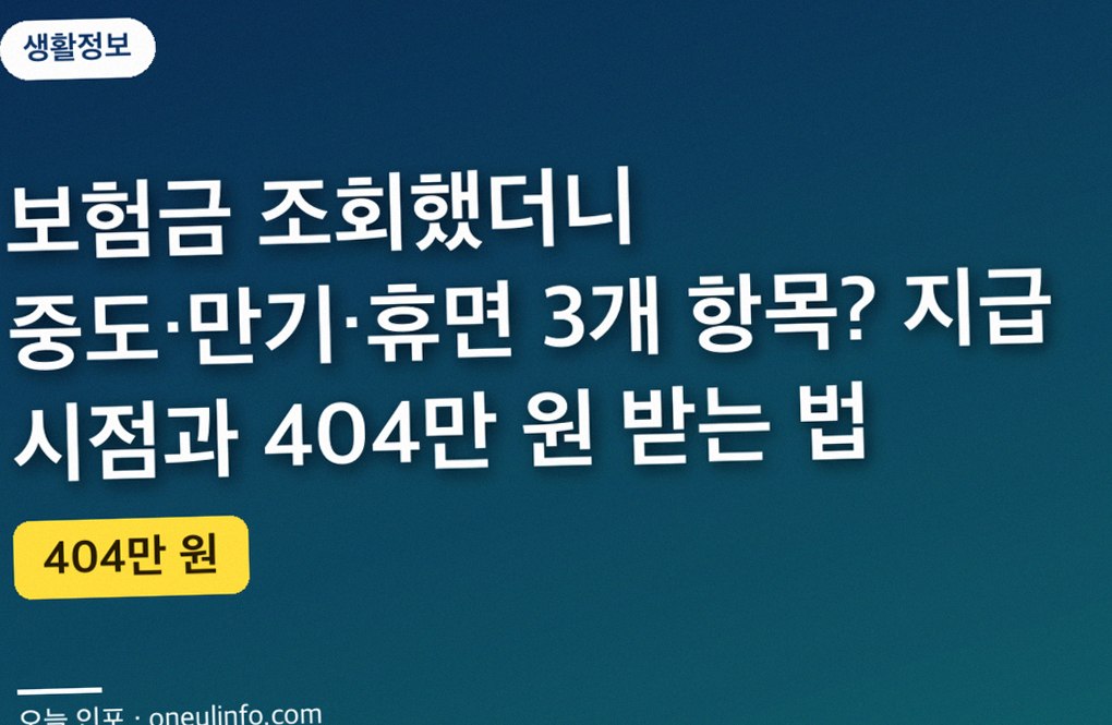보험금 조회했더니 중도·만기·휴면 3개 항목? 지급 시점과 404만 원 받는 법