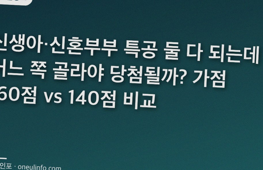 신생아·신혼부부 특공 둘 다 되는데 어느 쪽 골라야 당첨될까? 가점 160점 vs 140점 비교