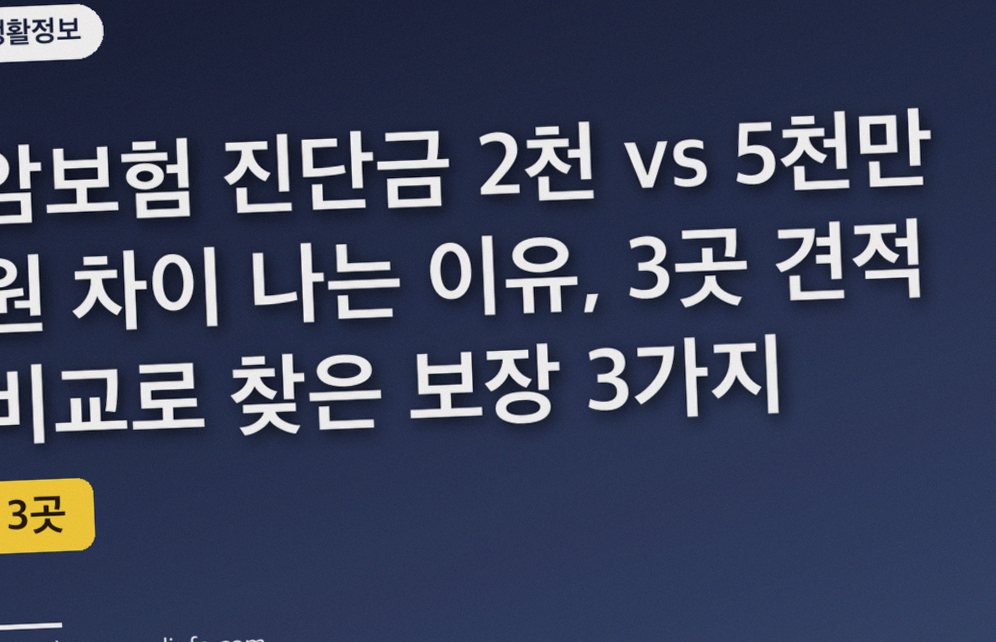 암보험 진단금 2천 vs 5천만 원 차이 나는 이유, 3곳 견적 비교로 찾은 보장 3가지