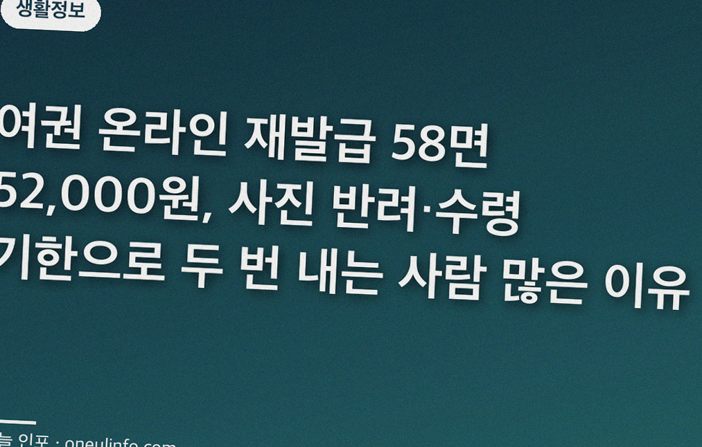 여권 온라인 재발급 58면 52,000원, 사진 반려·수령 기한으로 두 번 내는 사람 많은 이유