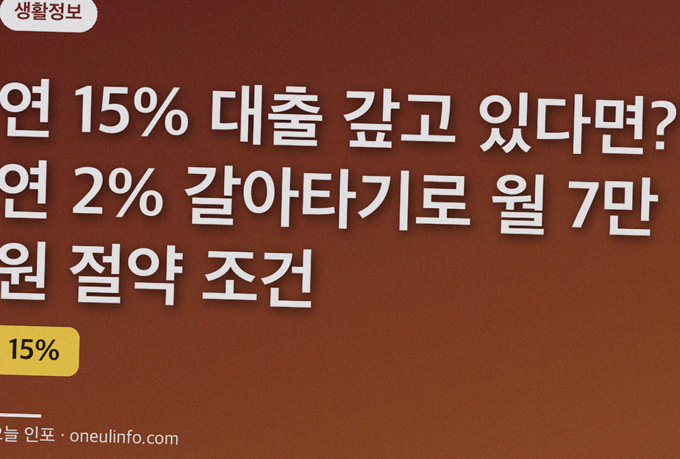 연 15% 대출 갚고 있다면? 연 2% 갈아타기로 월 7만 원 절약 조건