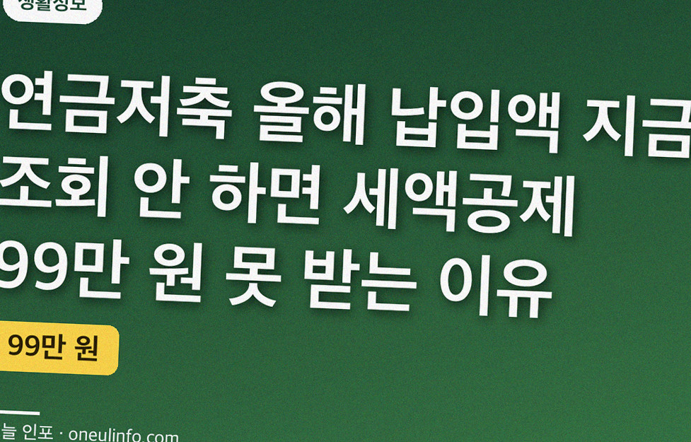연금저축 올해 납입액 지금 조회 안 하면 세액공제 99만 원 못 받는 이유