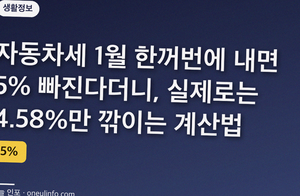 자동차세 1월 한꺼번에 내면 5% 빠진다더니, 실제로는 4.58%만 깎이는 계산법