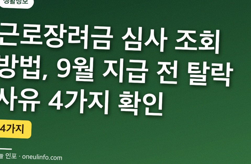 근로장려금 심사 조회 방법, 9월 지급 전 탈락 사유 4가지 확인