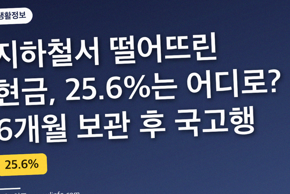 지하철서 떨어뜨린 현금, 25.6%는 어디로? 6개월 보관 후 국고행