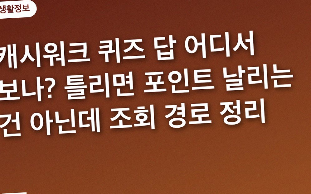 캐시워크 퀴즈 답 어디서 보나? 틀리면 포인트 날리는 건 아닌데 조회 경로 정리