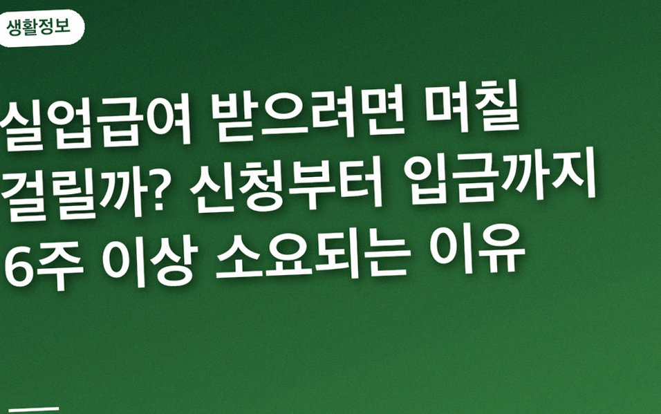 실업급여 받으려면 며칠 걸릴까? 신청부터 입금까지 6주 이상 소요되는 이유