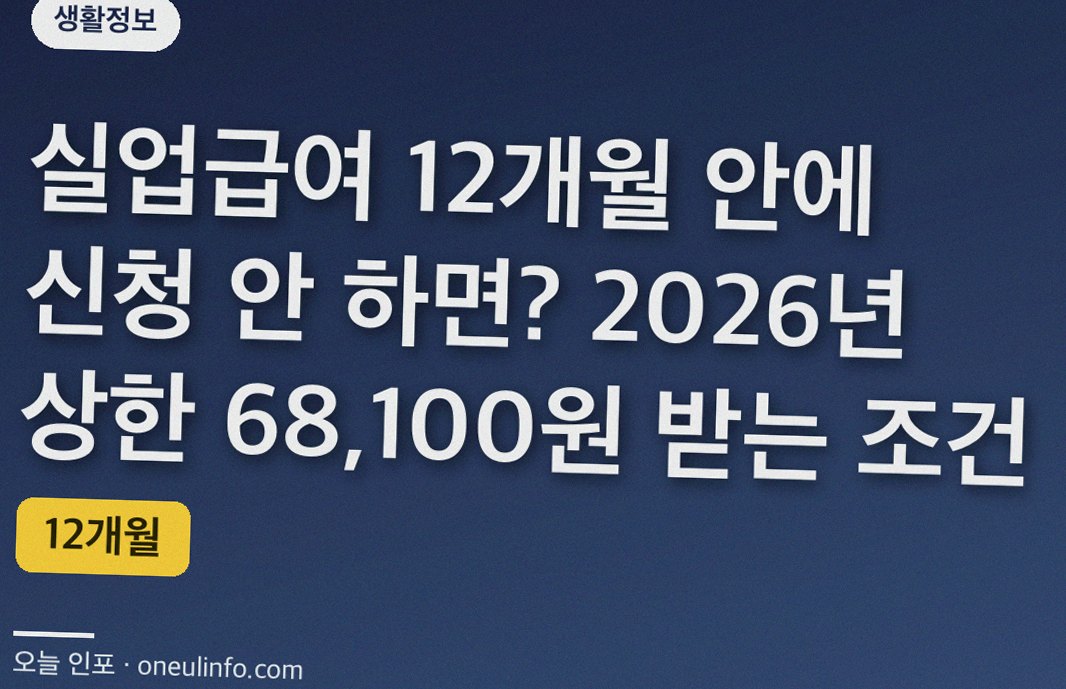 실업급여 12개월 안에 신청 안 하면? 2026년 상한 68,100원 받는 조건
