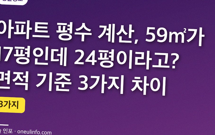 아파트 평수 계산, 59㎡가 17평인데 24평이라고? 면적 기준 3가지 차이
