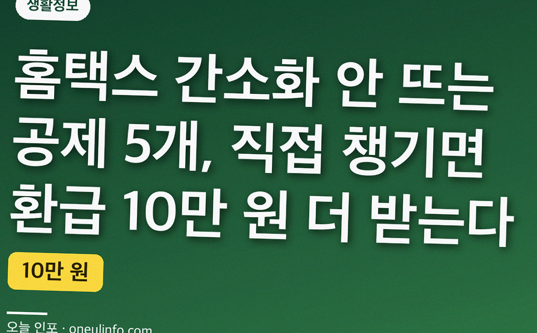 홈택스 간소화 안 뜨는 공제 5개, 직접 챙기면 환급 10만 원 더 받는다